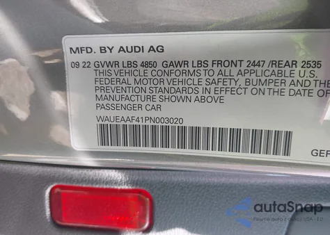 2023 Audi A4 Premium Plus 45 Tfsi S Line Quattro S Tronic from USA, damaged, VIN WAUEAAF41PN003020